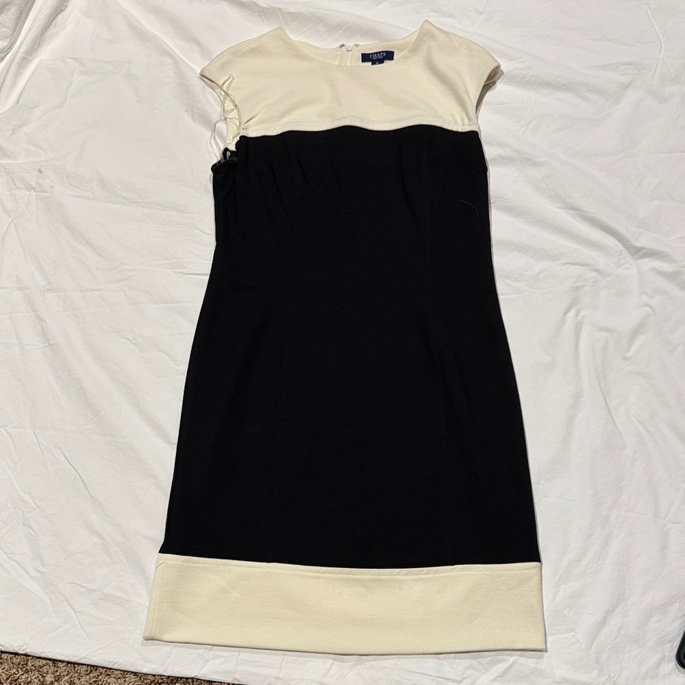 Chaps Black and Cream Mini Dress